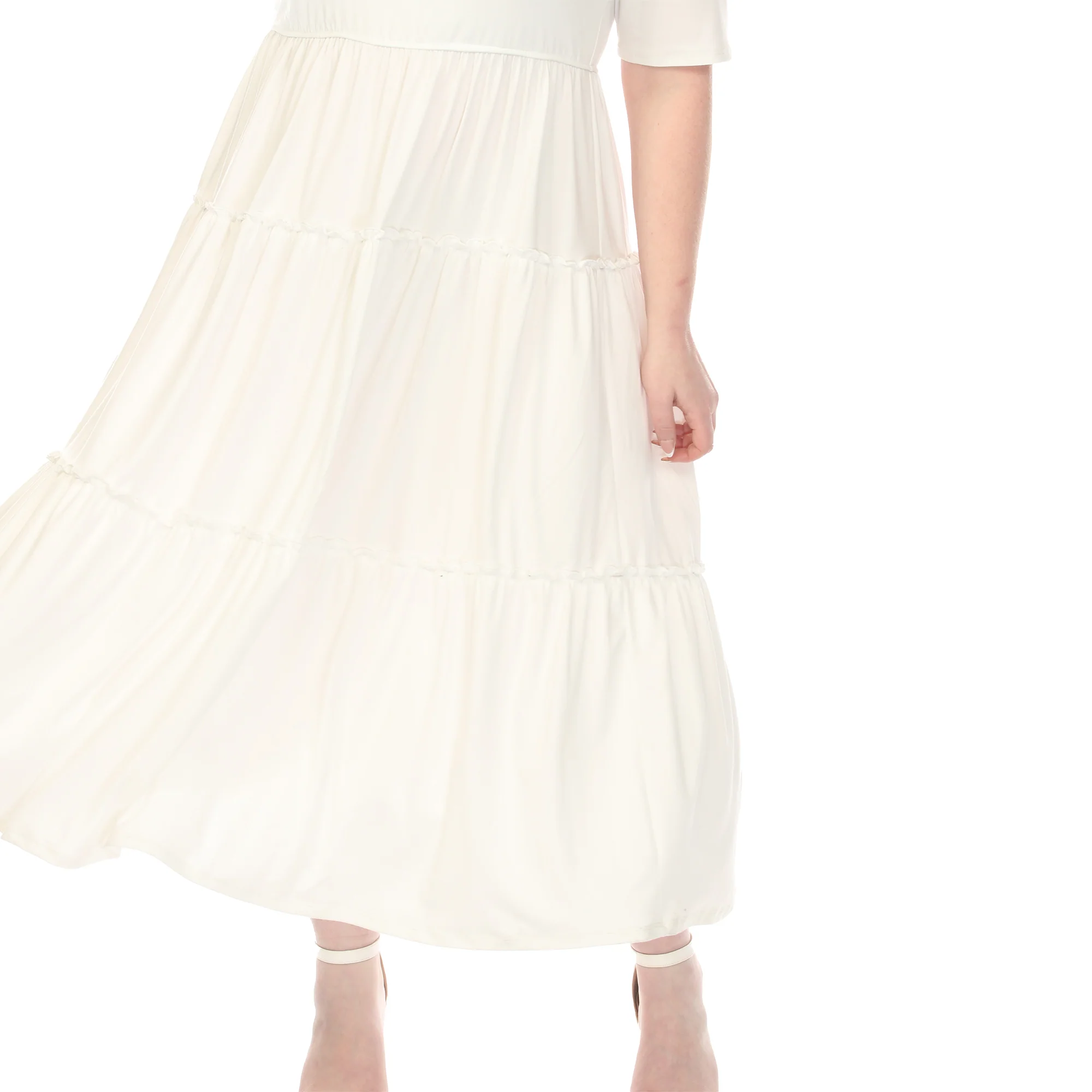 Women's  Square Neck Short Sleeve Tiered Dress - Image 14