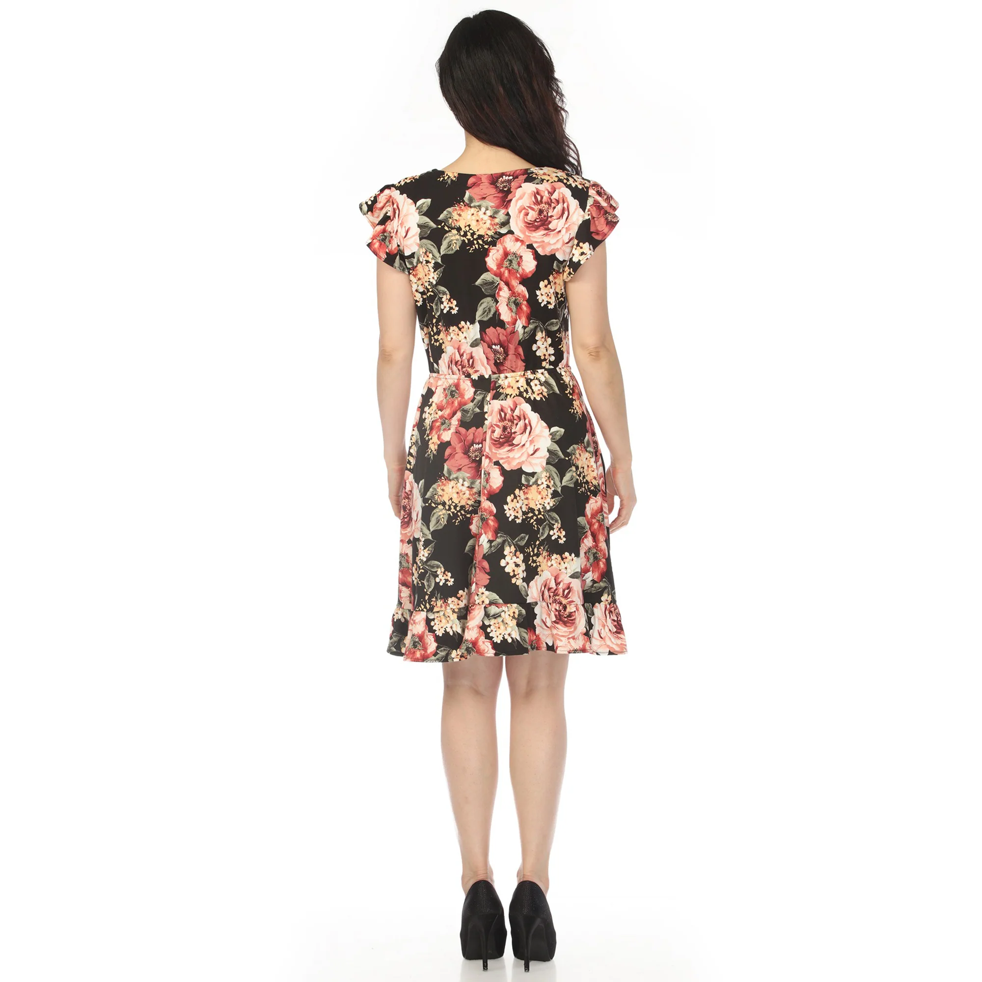 Women's V-Neck Empire Dress - Black - Image 3