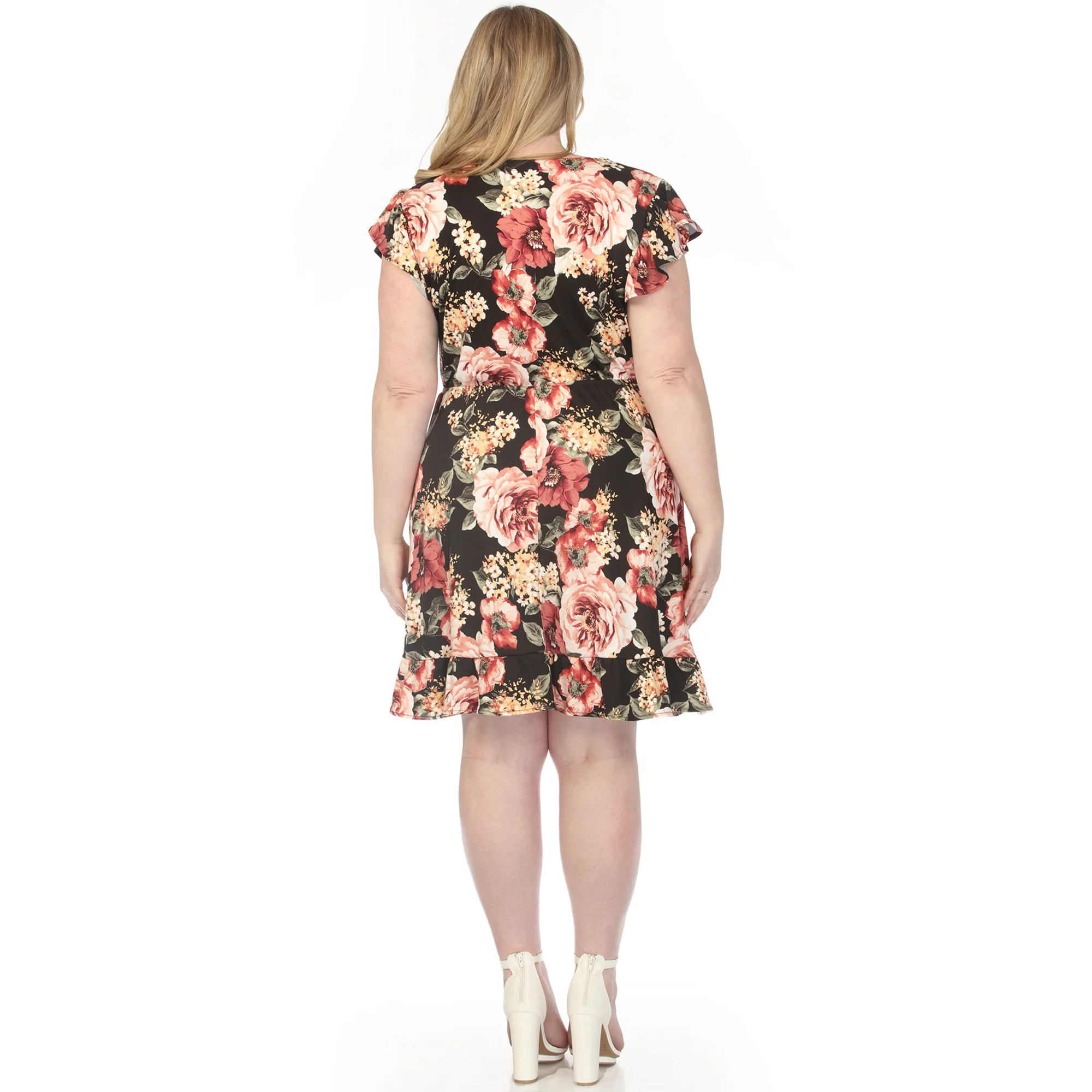Women's  V-Neck Empire Dress - Black - Plus - Image 3