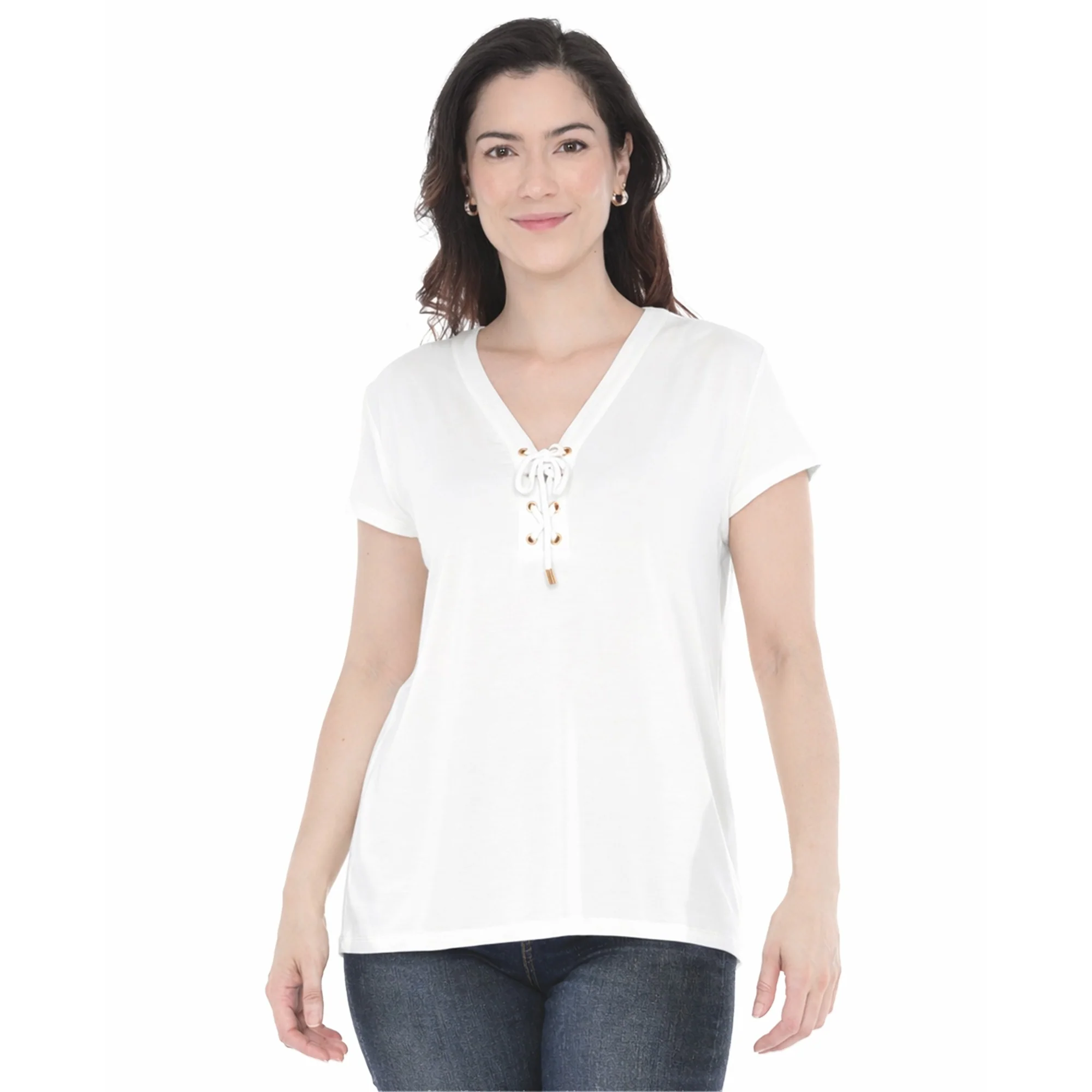 Women's V-Neck Front Tie Pullover Top - Image 16