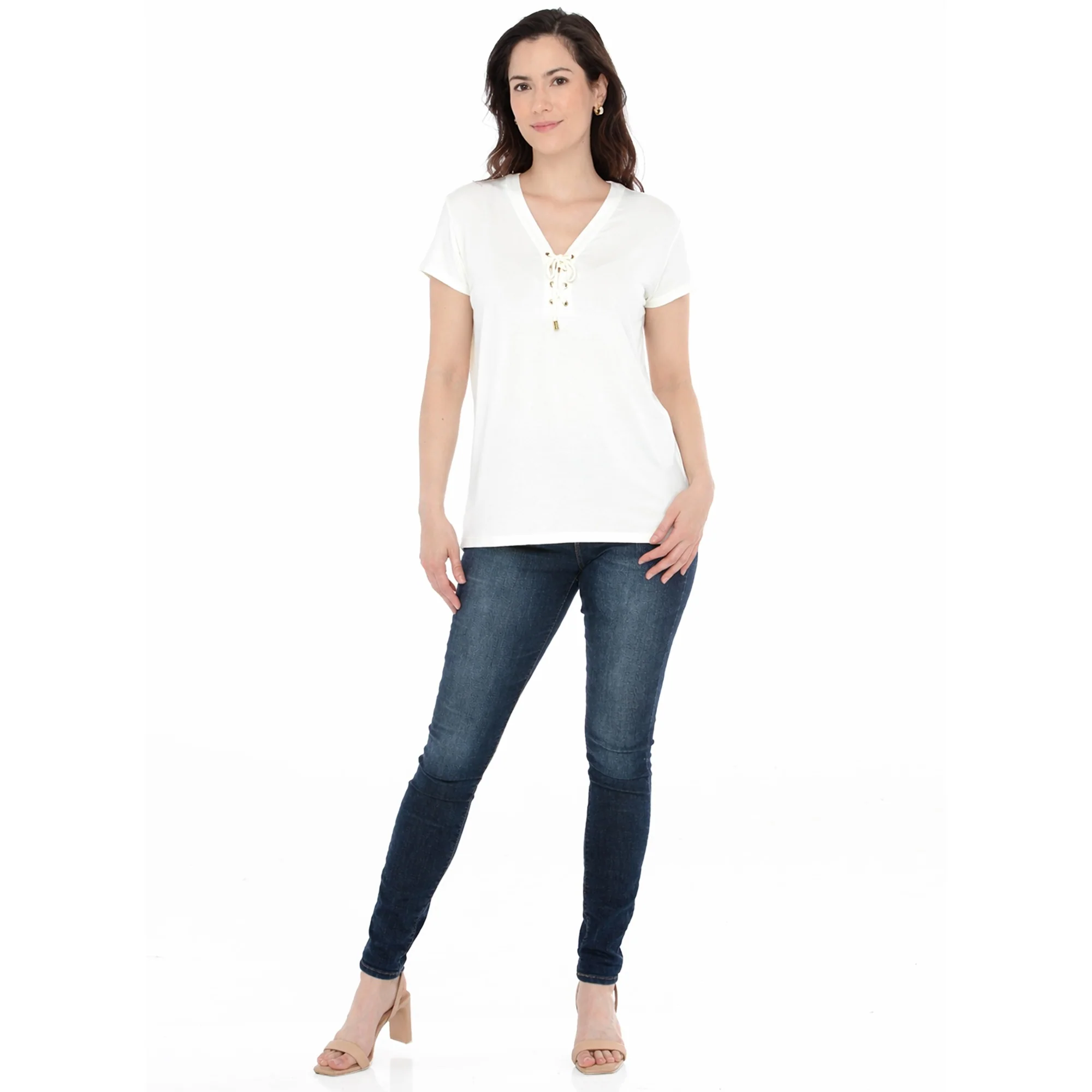 Women's V-Neck Front Tie Pullover Top - Image 20