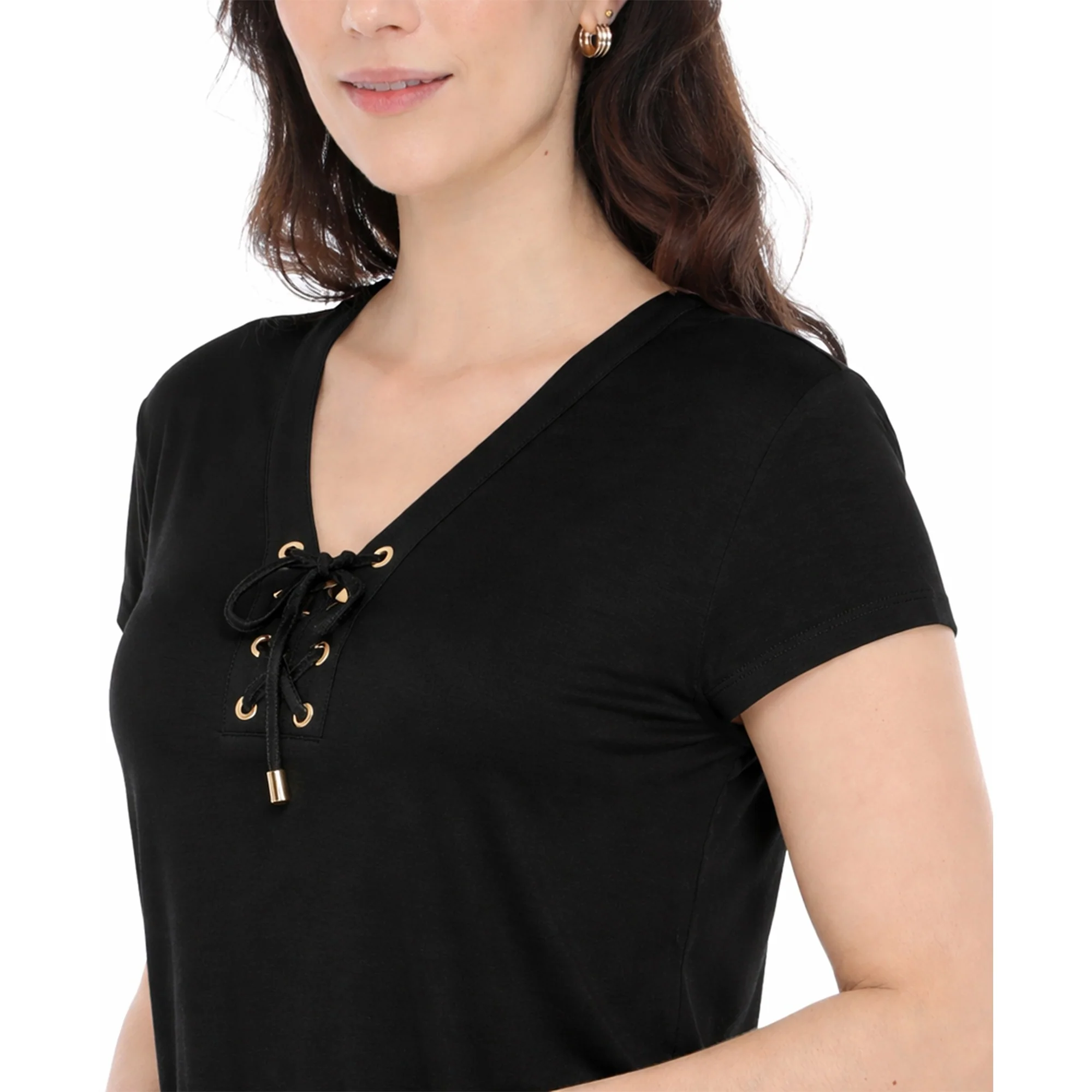 Women's V-Neck Front Tie Pullover Top - Image 4