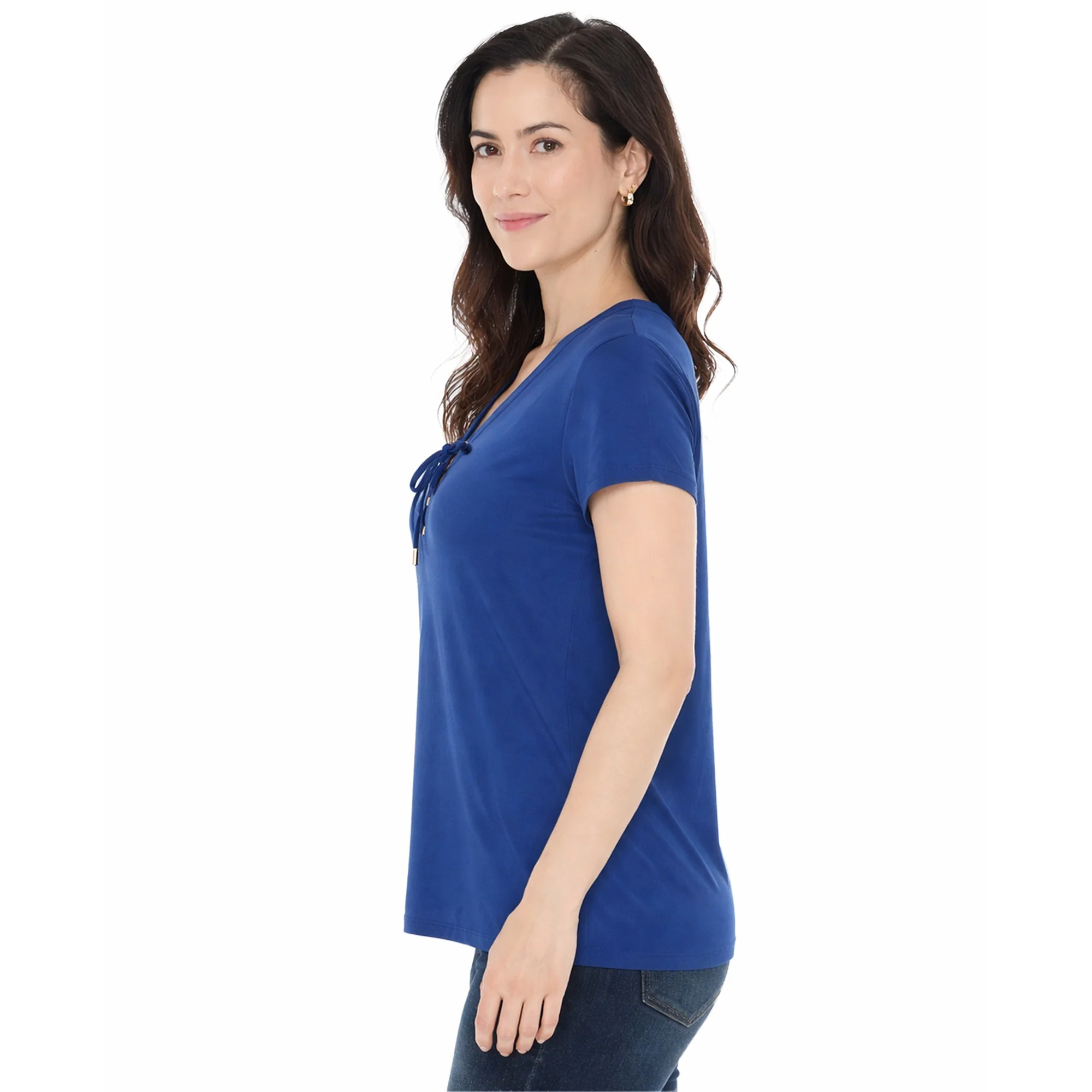 Women's V-Neck Front Tie Pullover Top - Image 7