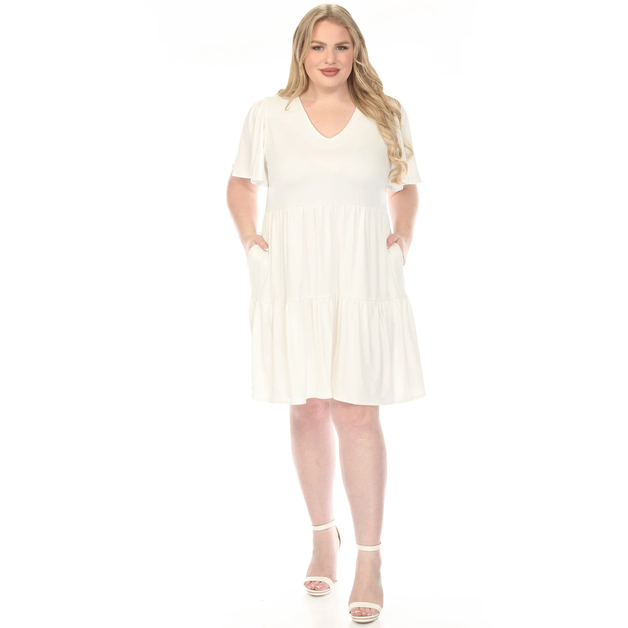 Women's V-Neck Short Sleeve Dress - Image 11