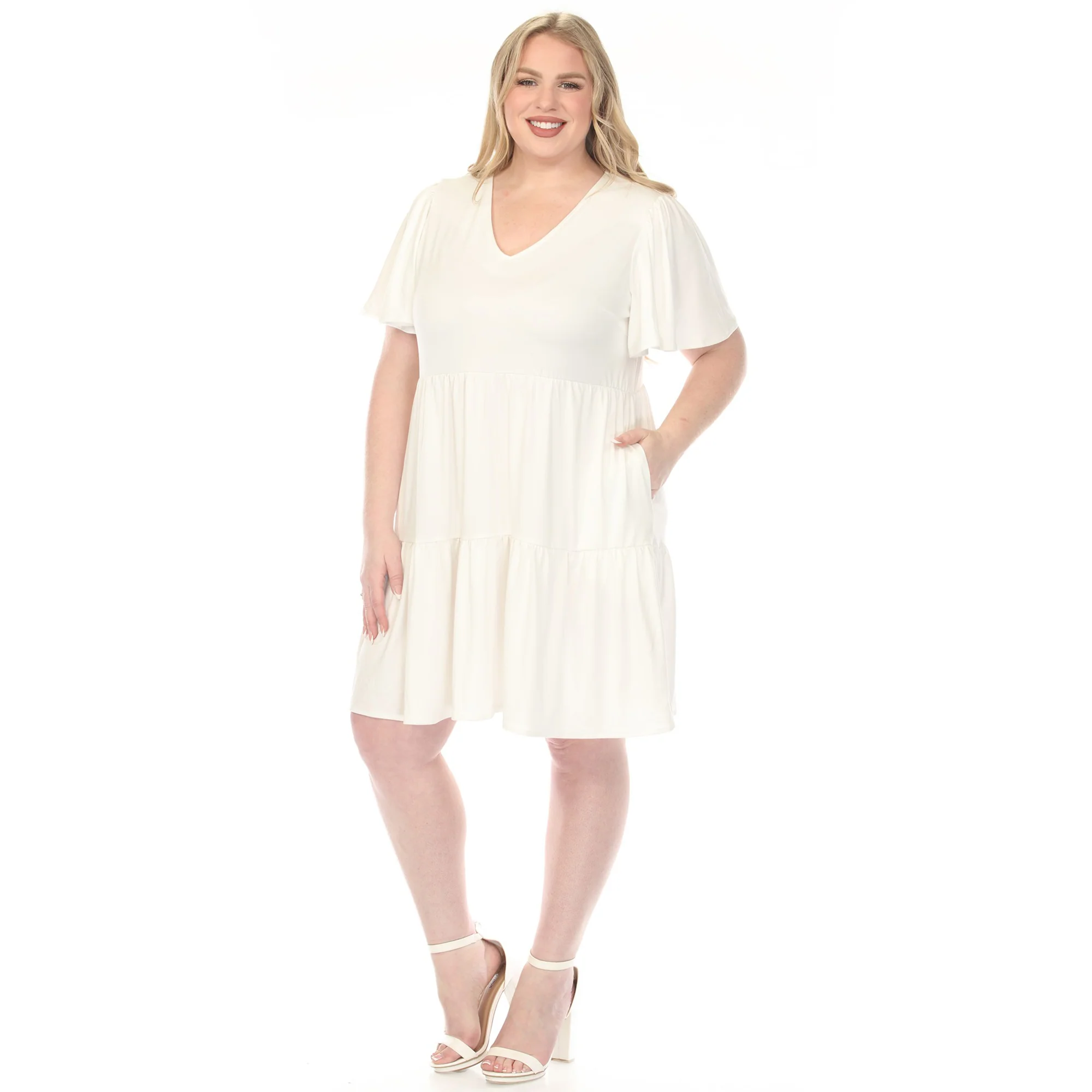 Women's V-Neck Short Sleeve Dress - Image 12