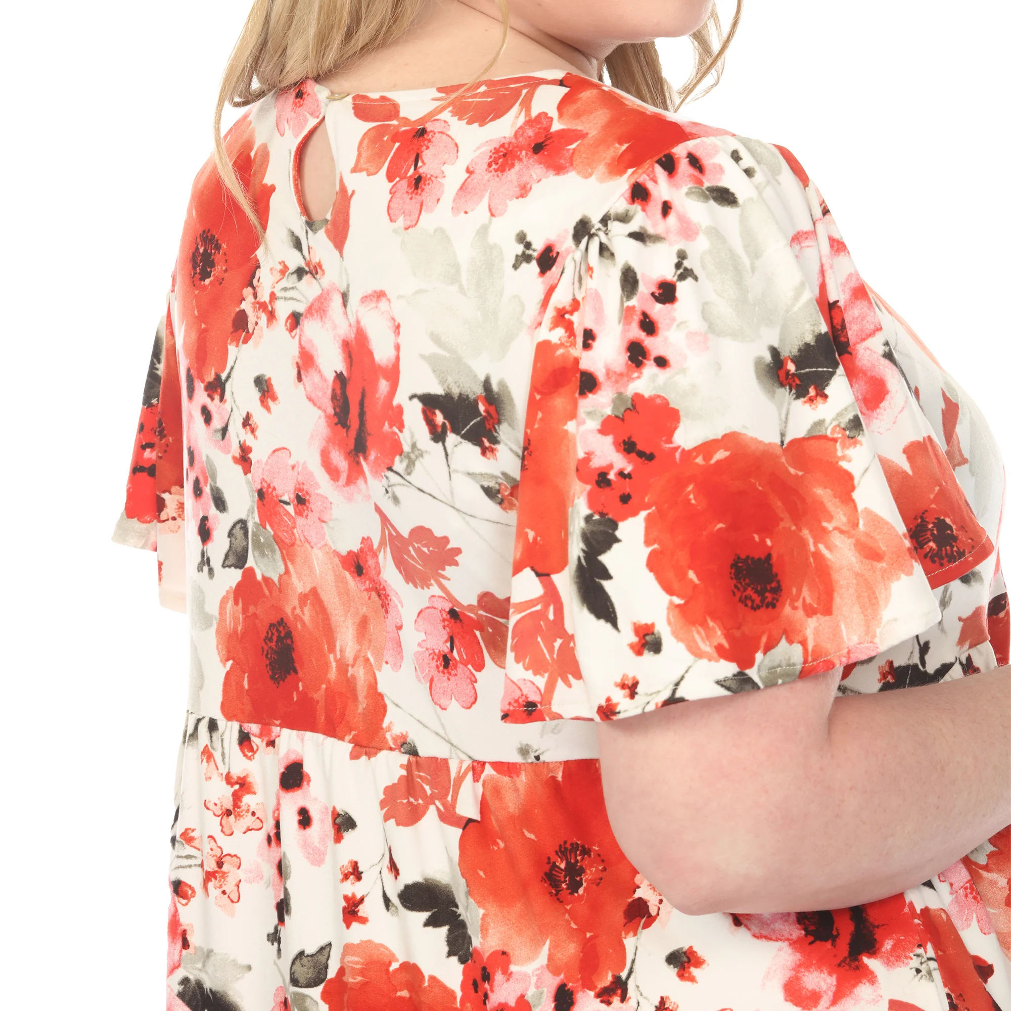 Women's  V-Neck Vintage Floral Short Sleeve Dress - Image 4