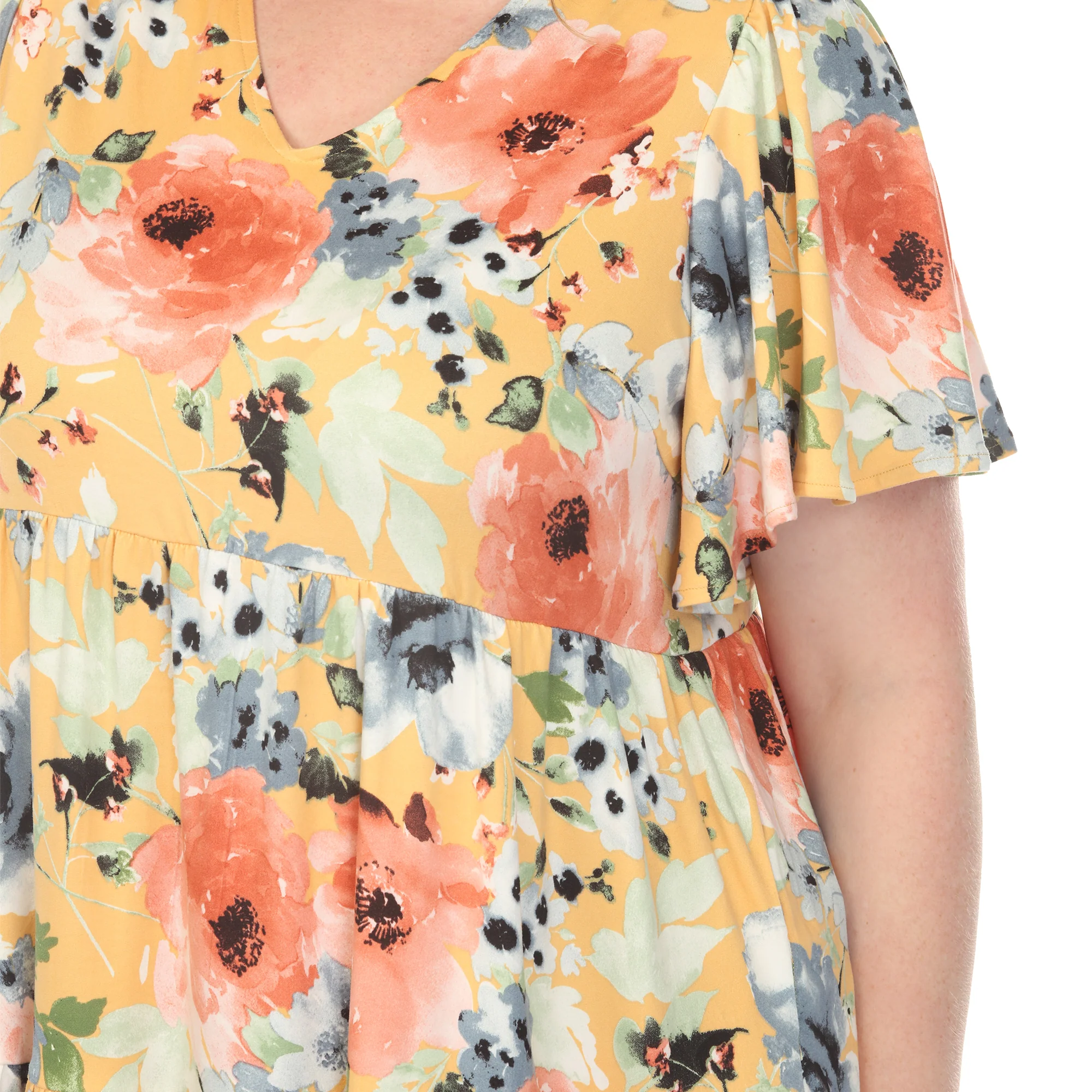 Women's  V-Neck Vintage Floral Short Sleeve Dress - Image 9
