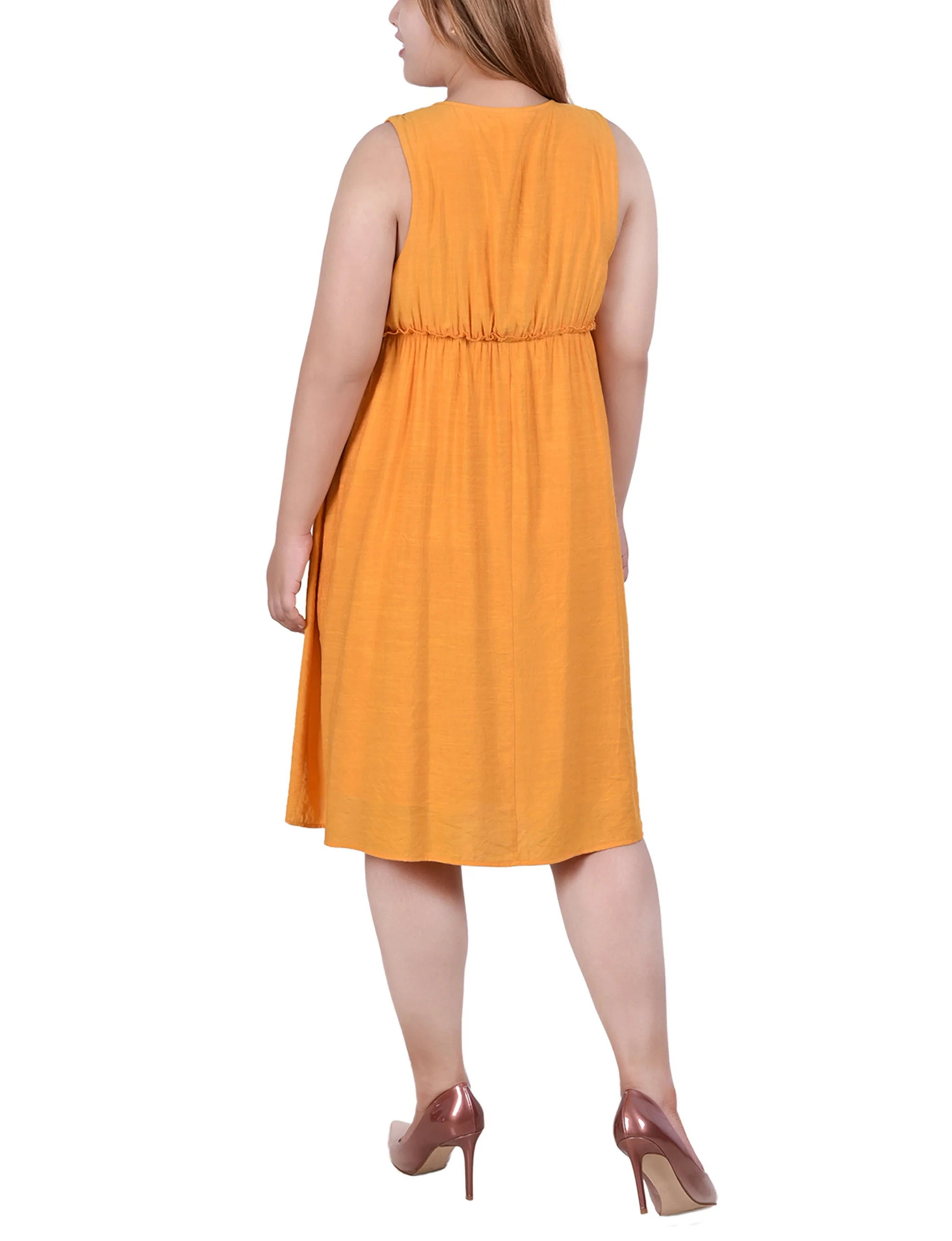 Yellow Crocket Detail Dress - Plus - Image 3